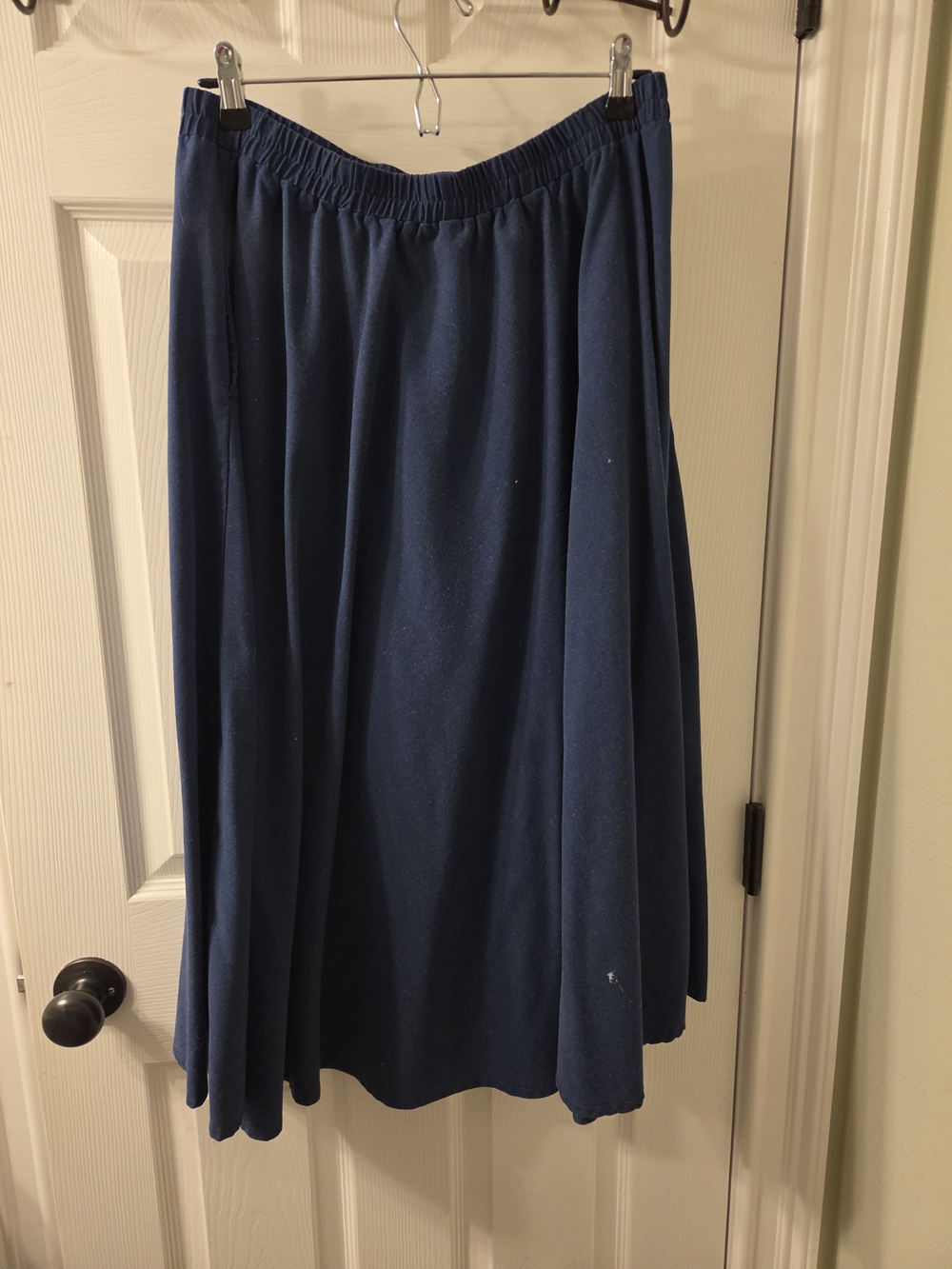 Classic Navy A-Line Women's Skirt Linen/Cotton Blend XL